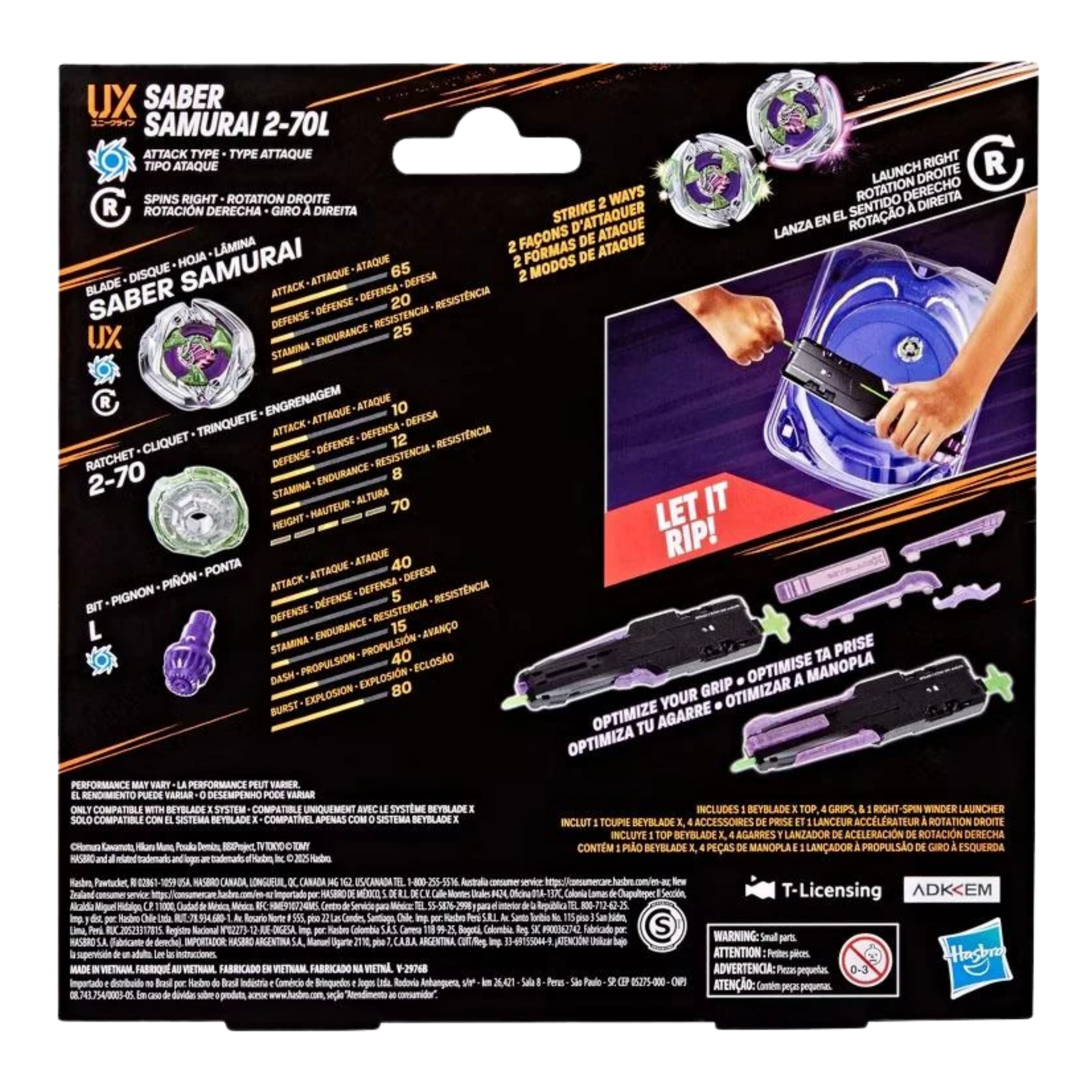 Beyblade X Victory Grip Launcher Set - Saber Samurai 2-70L (shipped by September 5th)
